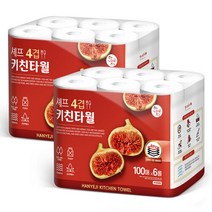 한예지 셰프 4겹 키친타올 100매 6롤 2팩, [한예지] 셰프 4겹 키친타올 100매 6롤 2팩