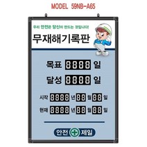 무재해기록판(넘버링 돌출형) 모델 59NB-A65 (수동식 숫자 돌림판) 규격 : 가로500X세로700X뚜께15(mm), 알루미늄