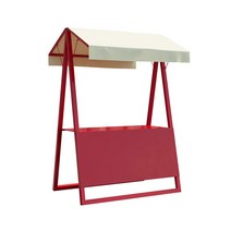 가판대 플리마켓 진열대 행사장 부스 야외 매대 이동식, 레드선반+베이지색방수포+광고판(10샷)