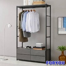 ForU98 스토리홈 리코 드레스룸 서랍장 2단 선반 수납장 행거 장롱, 애쉬, 상세페이지 참조
