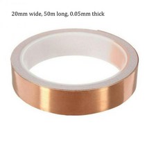 50M 양면 접착 전도성 구리 슬러그 호일 배리어 테이프 EMI 차폐 도구 구리 호일 산화 방지 접착 테이프, 20mm, 다른