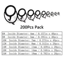 낚싯대 수리 키트 스피닝 로드 빌딩 부품 스테인리스 스틸 캐스팅 가이드 교체 세트 4 ~ 38mm 100 개, Size 6-24 200Pcs
