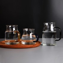 MK내열유리저그 3size 손잡이 컬러 유리물병 글라스, 600ml(TJ-06/옐로우)