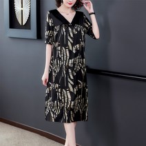 [국내당일발송]지패션 레귤러 슬리브 브이넥 실크 원피스 M L XL 2XL 3XL 까지