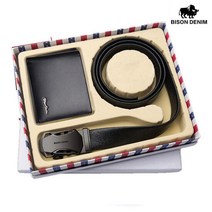 BISON DENIM 비즈니스C 소가죽 벨트 지갑 선물세트 반지갑 장지갑 지갑벨트세트