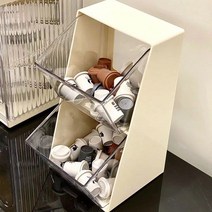 커피캡슐 보관함 홈카페 아크릴 2단 캡슐디스펜서 버츄어디스펜서 일리캡슐보관함 티백보관함, 크림