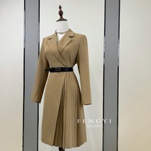 봄 가을 정장 원피스 하객룩 플리츠 주름 명품 스타일 블랙 카키 미니 일체형 드레스 자켓형 결혼식 상견례룩 77