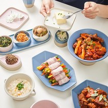 혼수 그릇세트 집들이 홈파티 싸고 예쁜 그릇 11종 팔각접시 손잡이찬기 팔각컵, 팔각접시 대, 핑크