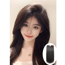키라비 사이드뱅 앞머리 헤어피스 100% 인모 수제 똑딱이 붙임머리 HP102, HPS102-헤어피스15cm-A(자연검정8x15), 1개