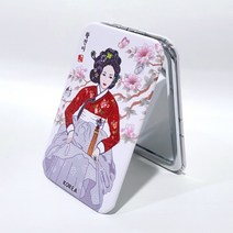 전통 사각 양면 거울 황진이 휴대용 미니 거울 외국인 선물 기념품, 1개