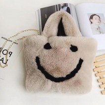 스마일 보송 밍크 페이크퍼 미니백 토트백 숄더백 가방 메탈 숄더스트랩 포함 털가방
