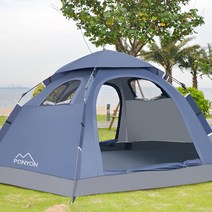 백패킹텐트 야외 텐트 육각형 자동 빠른 오프닝 텐트 4-6 명 해변 캠핑 방풍 및 방비 텐트, 네이비 블루, 5-8