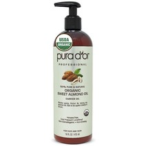퓨라도어 퓨어 & 내추럴 스위트 아몬드 캐리어 오일 냉압착 비정제, 1개, 473ml