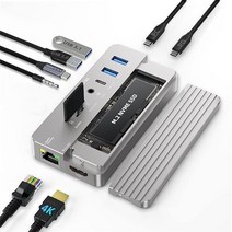 ACASIS 916804 10in1 USB C 도킹 스테이션 M.2 NVMe SSD 인클로저 4K HDMI 멀티 포트 USBC 허브 어댑터 3.1 100W 전원 공급 PCIe SA