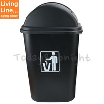Kitchen 블랙 인테리어 심플 휴지통 사무실 주방 쓰레기통 스윙 뚜껑 45L 35L 플라스틱, ♡블랙심플휴지통 대 (뚜껑O)♡, [ 1개 ]