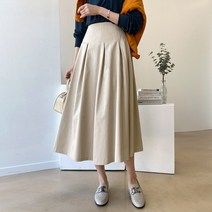 데일리앤 데일 여성 A라인 핀턱 코튼 플레어 롱 스커트