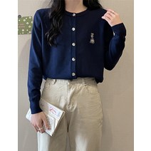 제이애니 데일리 기본 베이직 스탠다드핏 곰자수 가디건