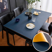[제이지하우스] 방수 가죽 식탁보 테이블보, 60x120cm, 네이비&옐로우