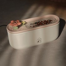 반려동물 강아지 고양이 선인장 핑크플라워 정수기 자동 급수기 흐르는물 음수대 저소음, 원목받침대테이블