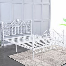 호텔식 공주 라지킹침대프레임 엔틱 호텔형침대 침대프레임퀸, 플랫 화이트