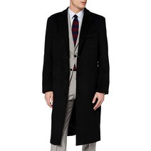 The Platinum Tailor 남성용 블랙 롱 오버코트 울 & 캐시미어 따뜻한 겨울 모드 코트 안감 블랙.