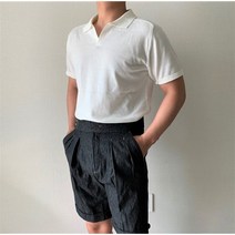 남자 클래식 투턱 린넨 구르카 벨트 숏 팬츠 반바지