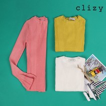 클리지 세로골지 나팔소매 라운드 니트 CI2WKT14