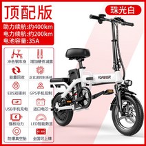 접이식 전기자전거 48v 35ah 175km운행 대리운전 자전거여행 장거리, 화이트퓨전175km, AH