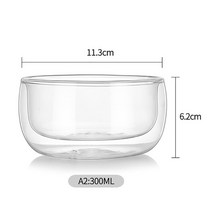 투명 유리 그릇 고온 내성 이중 과일 샐러드 수프 가정용 라면 식기, CHINA, B-300ML