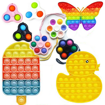 해피슈 kc인증 푸시팝 1+1+1 3종 세트 아이스크림 푸쉬팝 대형 오리 뽁뽁이 무지개 뽁뽁이놀이 팝잇 버블팝 안전인증, 아이스크림+무지개 네모+6버블 스피너