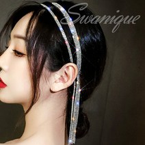 스와니끄 화려한 큐빅머리띠 얇은머리띠 헤어악세사리 귀걸이머리띠 연예인 착용 스팽글 밴드