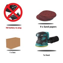 3속도 Brushless 무작위 샌더 우드 그라인더 연마 전기 타 18V 배터리에 대 한 9pcs 사포, 02 파란