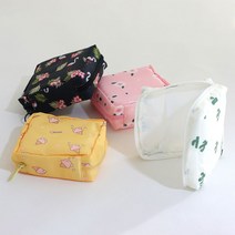 미니 방수 여성 생리대 위생 화장품 파우치 휴대용 여행용 립스틱 사각