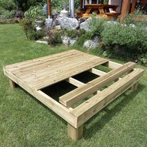 [테이블짱] (도색 제품) 조립식 방부목 마루 평상 야외 원목 나무 침대 DIY, B4)중형평상(6자)_방부목_살구색