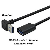 USB연장 케이블 0.3M 90도 USB 3.0/2.0 남성 어댑터 각도 익스텐더 5Gbps 고속 전송 왼쪽/오른쪽/위/아래, 03 Bend up USB3.0