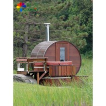 야외 사우나 스팀 룸 원형 나무 통 비 방지 목재 스팀 스토브 원적외선 빌라 발코니 광파 욕실, 밝은노란색독당근원적외선야외