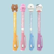 순덕이크루 비밀펜 4종1세트 시크릿펜 캐릭터 지워지는 볼펜 비밀 편지 불빛 글씨, 1500순덕이크루비밀펜 4종1세트