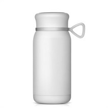차량용커피포트 차량용전기포트 자동차전기포트 320ml 스마트 자동차 가열 컵 led 디스플레이 온도 스테인레스 스틸 물 병 휴대용 usb 자동차 가열 물 컵 열, 하얀
