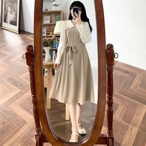 여성 춘추용 긴팔 원피스 셔츠 원피스 2컬러SFW