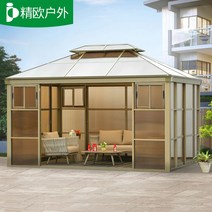 야외 정원주택 카페 스카이어닝 테라스 썬룸 비가림막, 3X4m-전/후면 환기창 2개