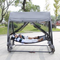 흔들그네의자 정자 야외 스윙 의자 더블 3 흔들 실내 안뜰 테라스 해먹 침대 성인 요람, [01] 밝은 회색, 1개