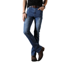 남자 세미 부츠컷 청바지 탄성 슬림 데님 팬츠 bv23