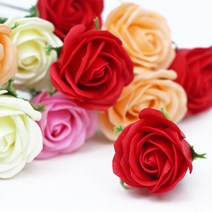 (리본케이알) 자나 미니 비누 장미꽃 50송이X1갑, 빨강