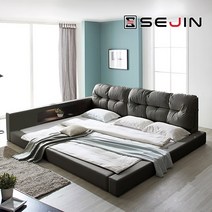 세진침대 머핀 LED 수납 오픈형 패밀리침대+솔리드본넬 매트리스, 머핀 오픈패밀리침대+솔리드본넬(그레이)