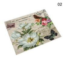 쉐비 소품 빈티지 플라워 리넨 테이블 장식 플레이스 매트 커피 컵 받침 패드, 02+42x32cm