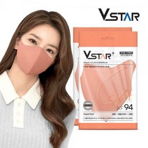 [브이스타]KF94새부리형 러블리피치100매 중형/성인용 컬러 국내생산 개별포장 일회용마스크