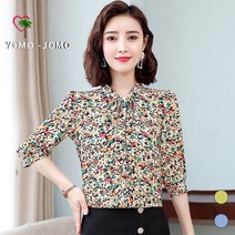 요모조모 여성 꽃무늬 빅사이즈 가을 긴팔 블라우스 YJS491