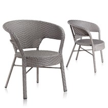 스마트퍼니처 심플 인조 라탄 스타일 펜션 테이블 정원 테라스 스틸 곡선형 등받이 체어 야외의자, 셀레나체어