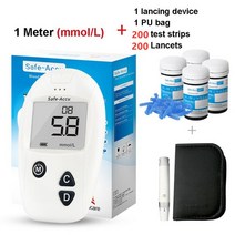 가정용 금고 소형SINOCARE Glucometer 테스트 스트립이있는 안전한 Accu 혈당 측정기 Lancets Medical Bloo, 03 Meter kit 200 mmol L