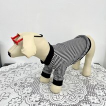 핸드메이드 강아지 체크 티셔츠, 강이지 블랙체크